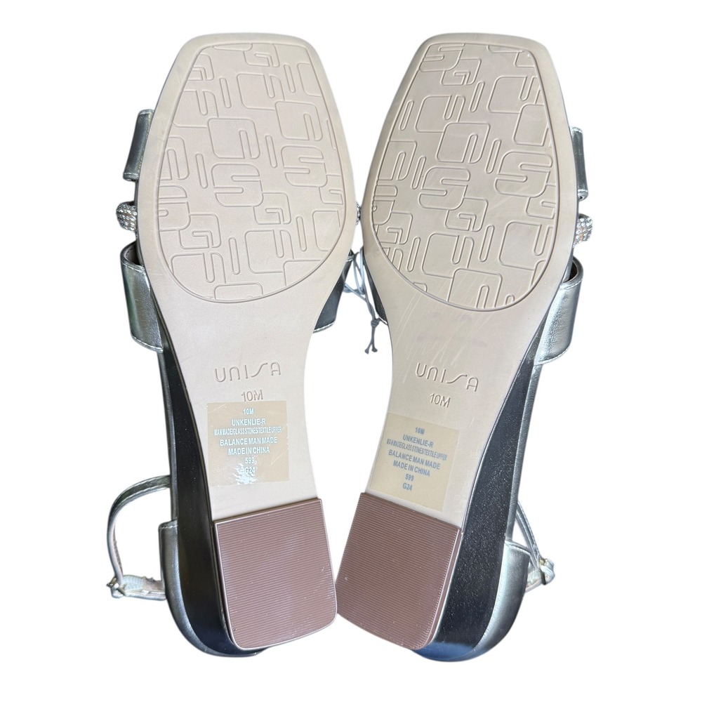 UNISA Gold Wedge Ankle Strap Sandals Rhinestone Embellished Size 10M New - Picture 6 of 12